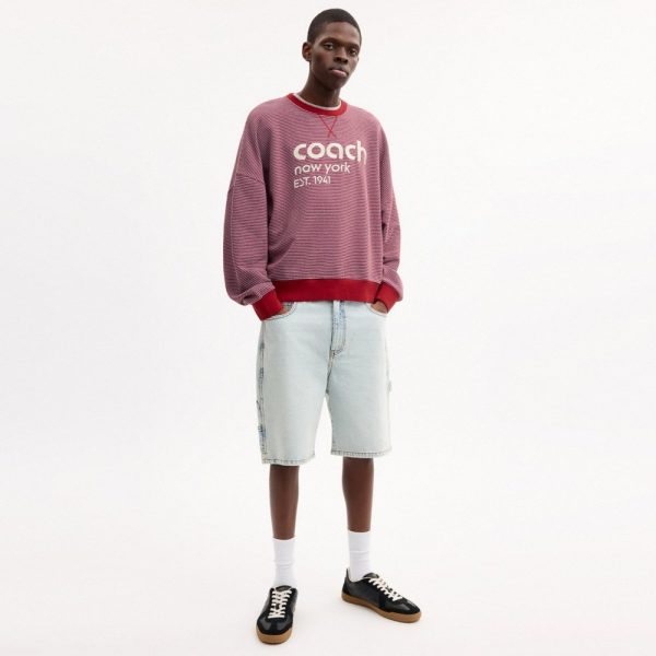 Coach Striped Crewneck Sweatshirt In Organic Cotton - Preorder