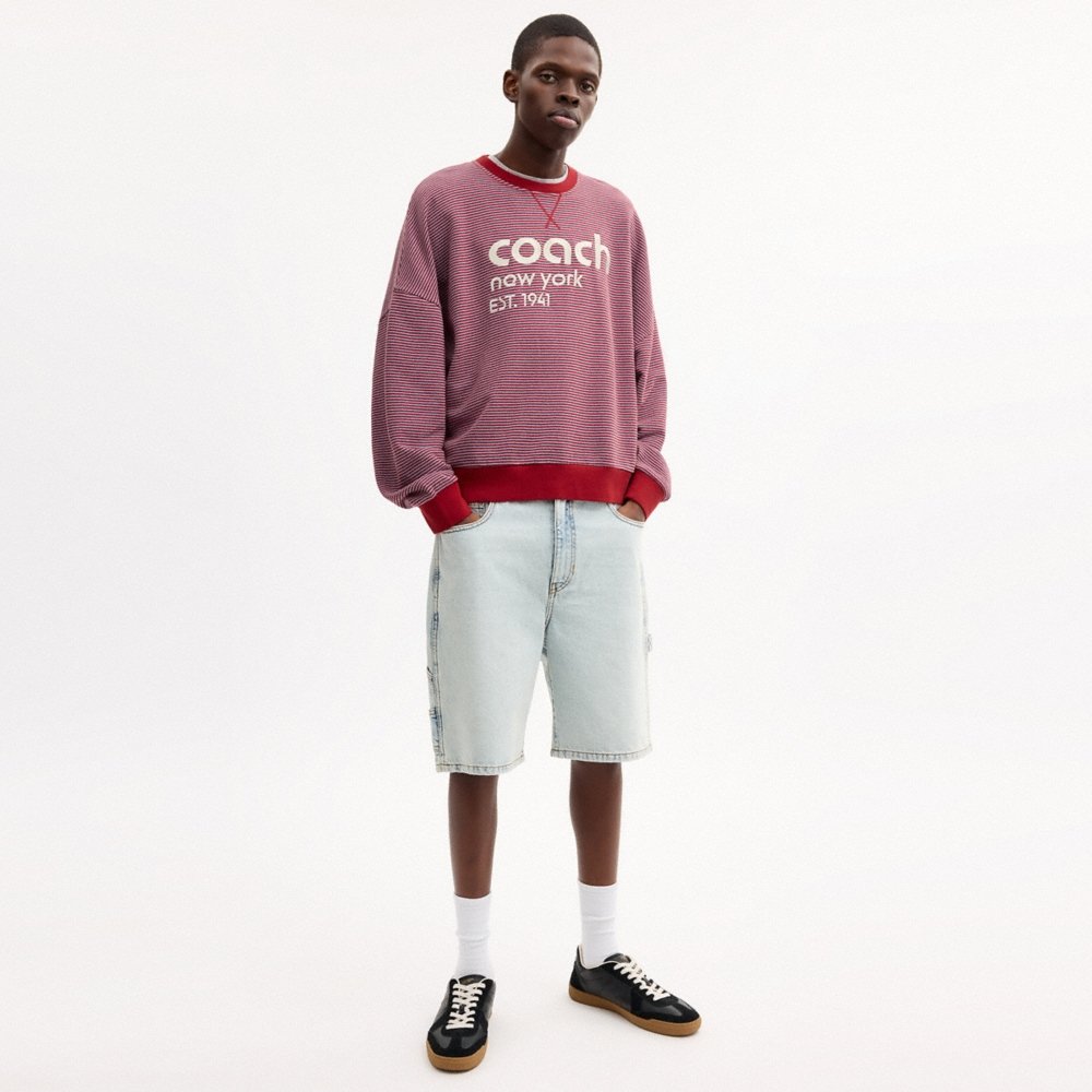 Coach Striped Crewneck Sweatshirt In Organic Cotton - Preorder