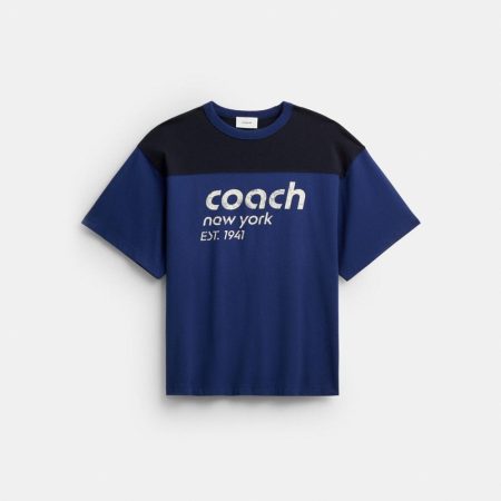 Coach Colorblocked T-Shirt In Organic Cotton - Preorder — Blue Multi