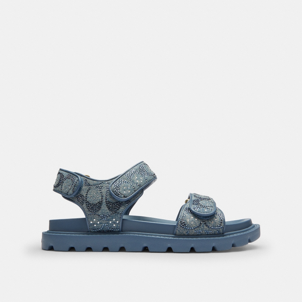 Coach Outlet Brynn Sandal In Crystal Signature Denim - Preorder