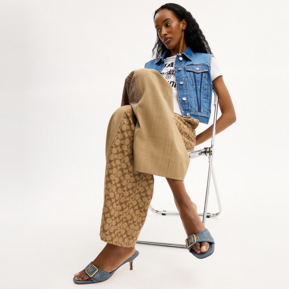 Coach Outlet Margot Sandal In Crystal Signature Denim - Preorder