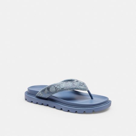 Coach Outlet Brynn Thong Sandal In Crystal Signature Denim - Preorder — Denim