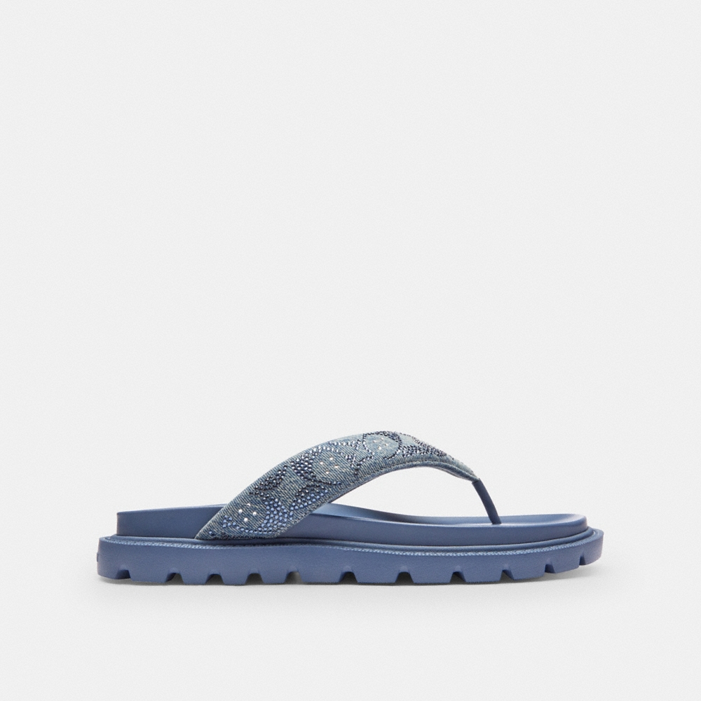 Coach Outlet Brynn Thong Sandal In Crystal Signature Denim - Preorder