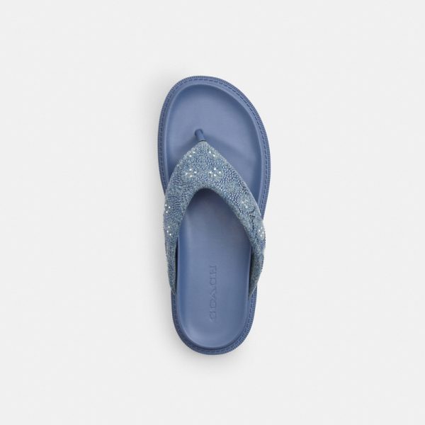 Coach Outlet Brynn Thong Sandal In Crystal Signature Denim - Preorder