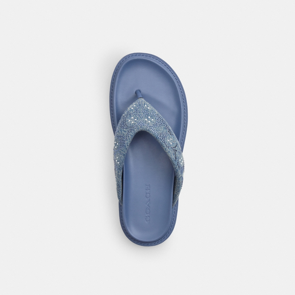Coach Outlet Brynn Thong Sandal In Crystal Signature Denim - Preorder