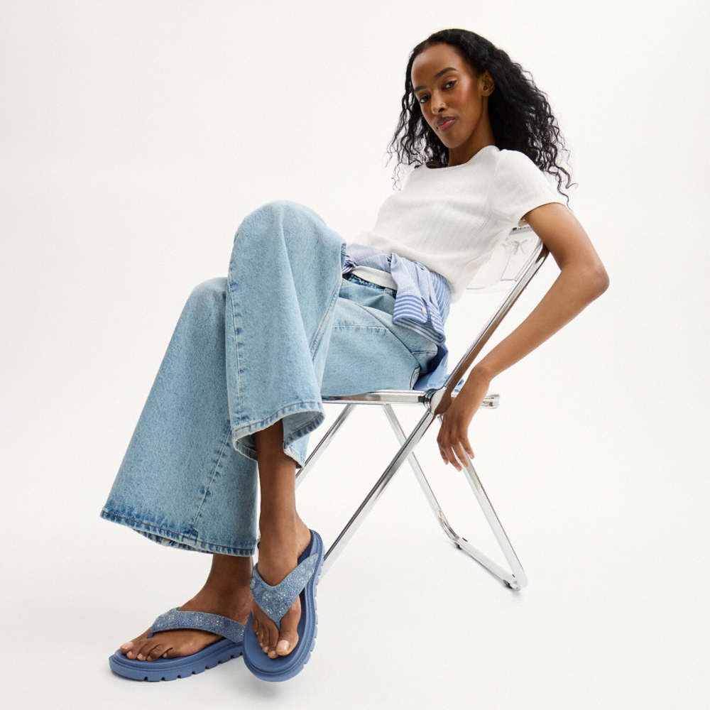 Coach Outlet Brynn Thong Sandal In Crystal Signature Denim - Preorder