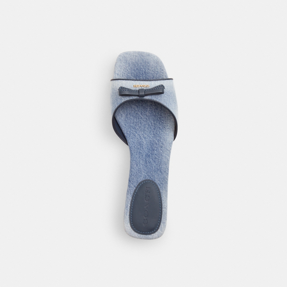 Coach Outlet Bow Kitten Heel Sandal In Loved Denim - Preorder