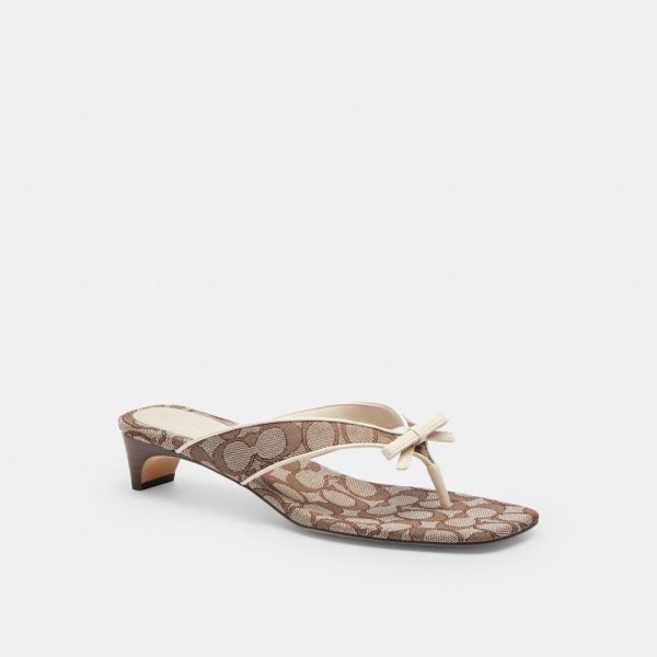 Coach Outlet Bow Thong Kitten Heel In Signature Jacquard - Preorder