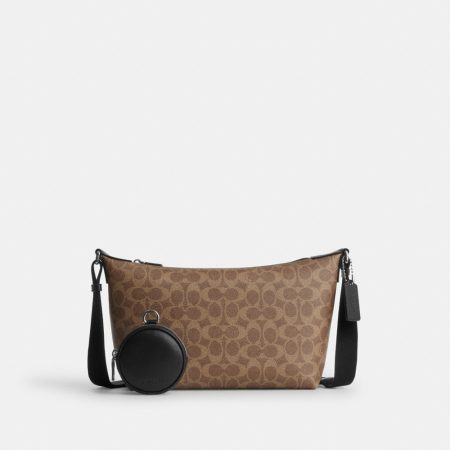 Coach Outlet Small Finn Crossbody Bag With Pouch In Signature Canvas - Preorder — Silver/Tan Black