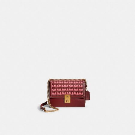 Coach Restored Hutton Shoulder Bag With Weaving - Preorder — Brass/Wine Multi