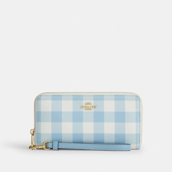 Coach Outlet Long Zip Around Wallet With Gingham Print - Preorder