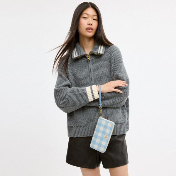 Coach Outlet Long Zip Around Wallet With Gingham Print - Preorder