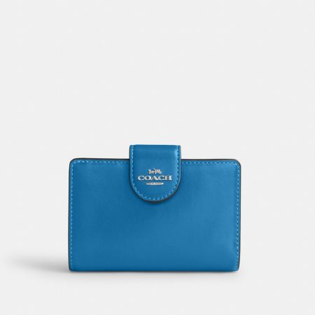 Coach Outlet Medium Corner Zip Wallet - Preorder — Silver/Blue Jay