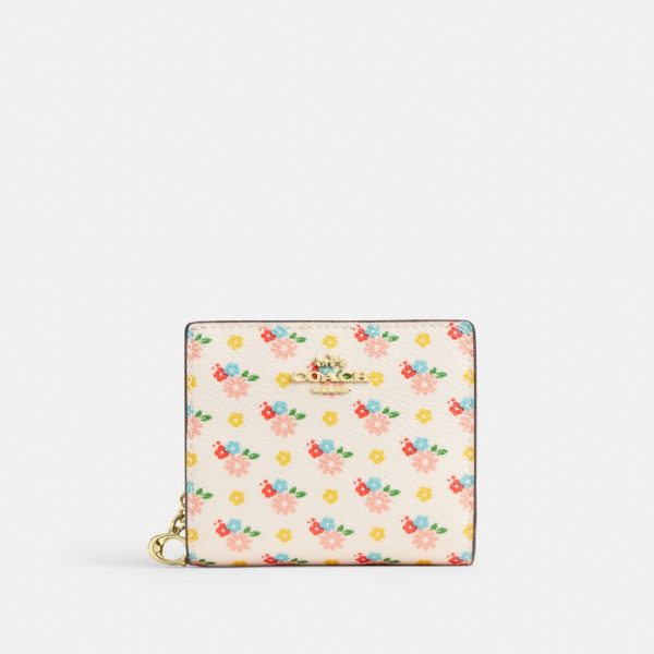 Coach Outlet Snap Wallet With Floral Print And Charm - Preorder