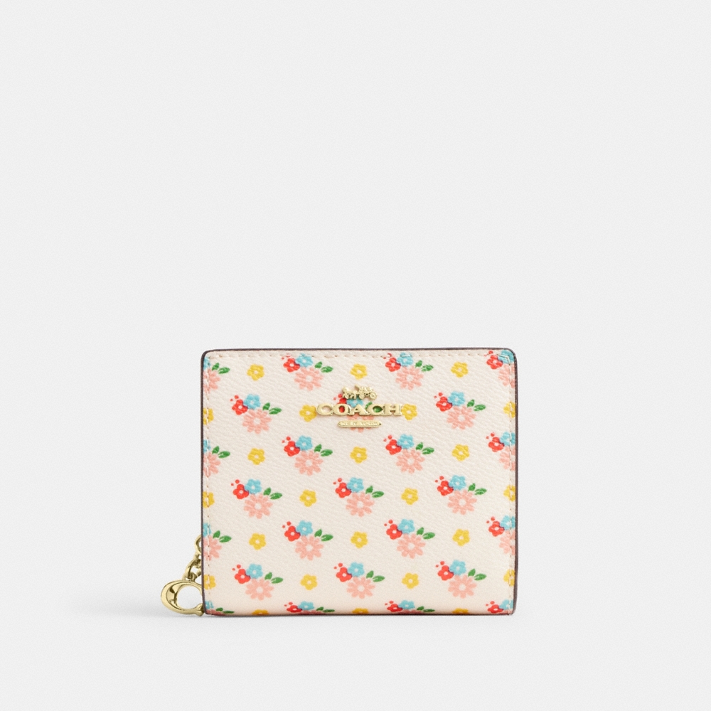 Coach Outlet Snap Wallet With Floral Print And Charm - Preorder