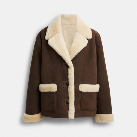 Coach Outlet Shearling Jacket - Preorder — Dark Cocoa
