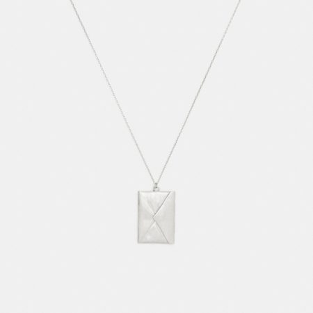 Coach Envelope Pendant Long Necklace - Preorder — Silver