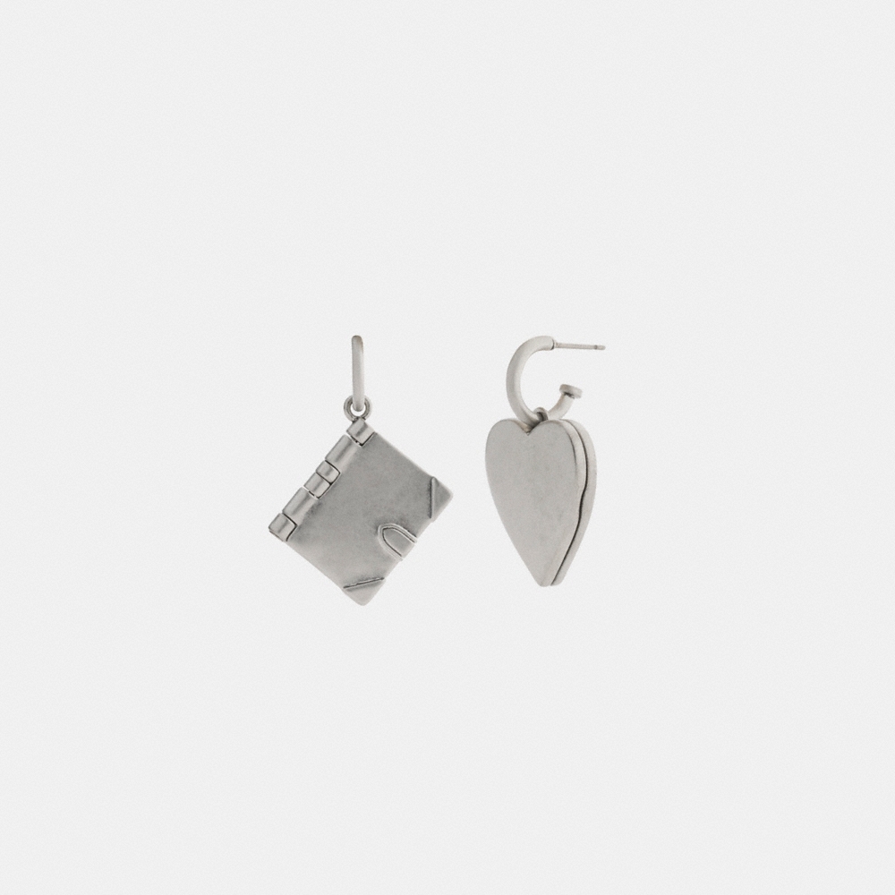 Coach Heart Locket And Book Mismatch Earrings - Preorder