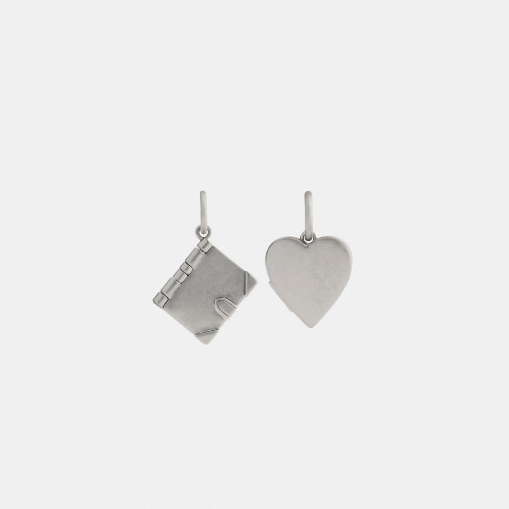 Coach Heart Locket And Book Mismatch Earrings - Preorder