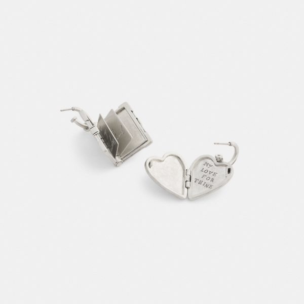 Coach Heart Locket And Book Mismatch Earrings - Preorder