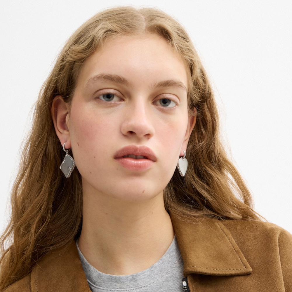 Coach Heart Locket And Book Mismatch Earrings - Preorder
