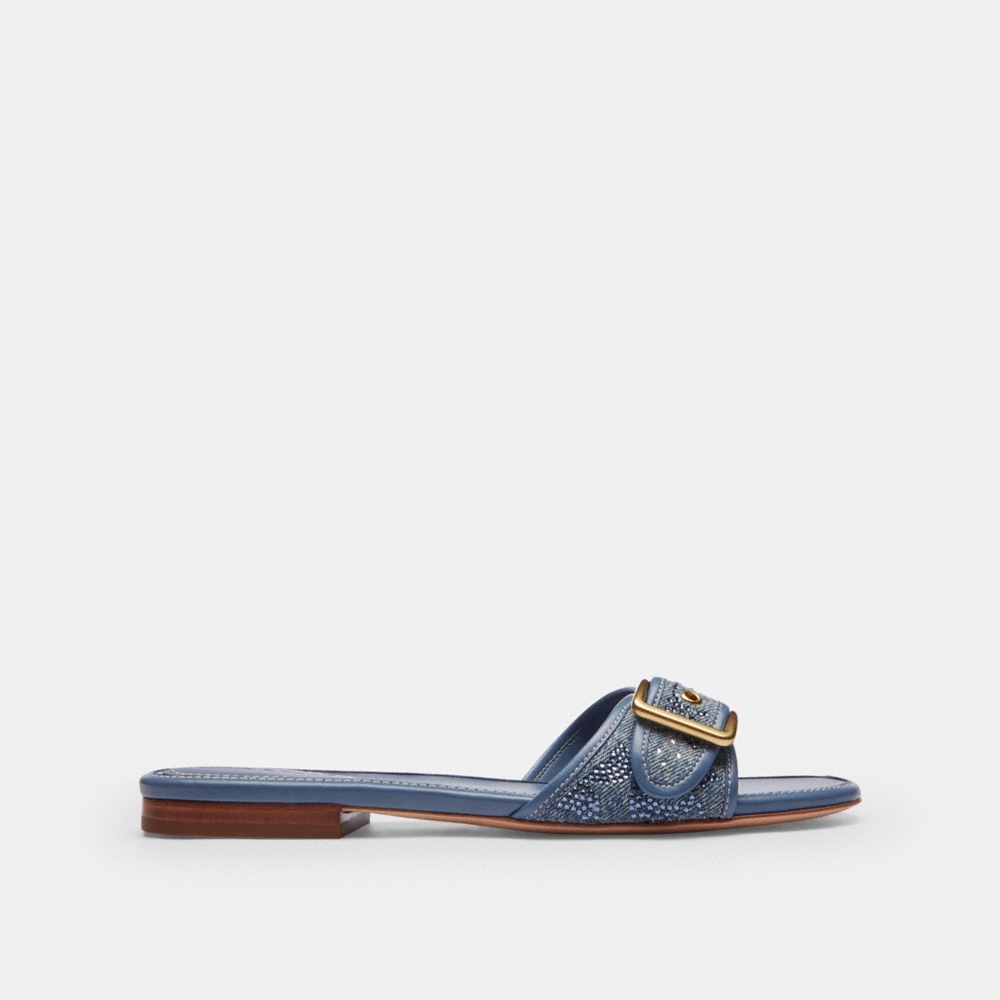 Coach Outlet Margot Flat Sandal In Crystal Signature Denim - Preorder