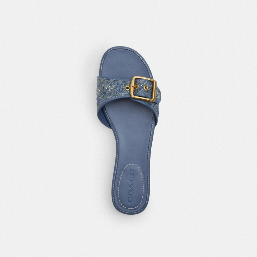 Coach Outlet Margot Flat Sandal In Crystal Signature Denim - Preorder