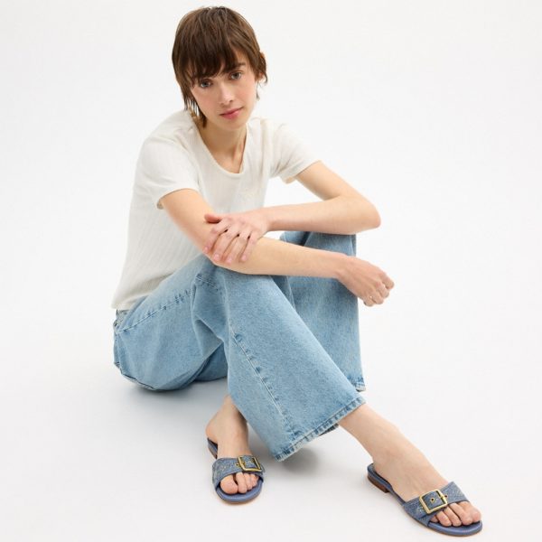 Coach Outlet Margot Flat Sandal In Crystal Signature Denim - Preorder