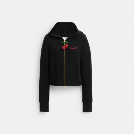 Coach Outlet Cherry Charm Knit Hoodie - Preorder — Black