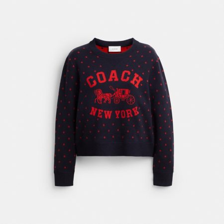 Coach Outlet Coach Double Face Crewneck Sweater - Preorder — Navy