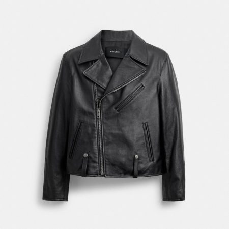 Coach Outlet Shrunken Leather Biker Jacket - Preorder — Black