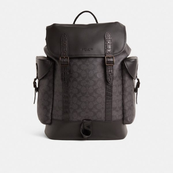 Coach Restored Hitch Backpack In Signature Canvas With Crocodile Detail - Preorder