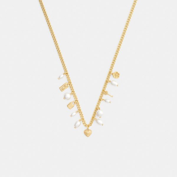Coach Pearl And Heart Charm Necklace - Preorder