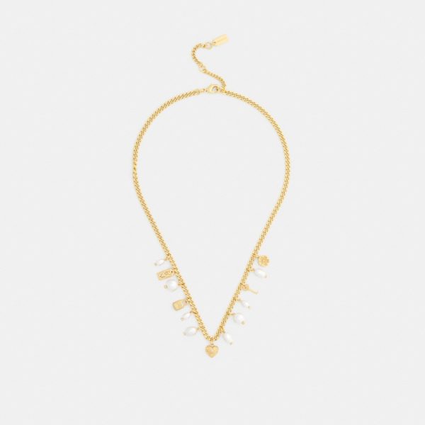 Coach Pearl And Heart Charm Necklace - Preorder