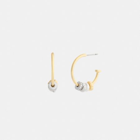 Coach Mixed Rondelle Hoop Earrings - Preorder — Brass/Silver