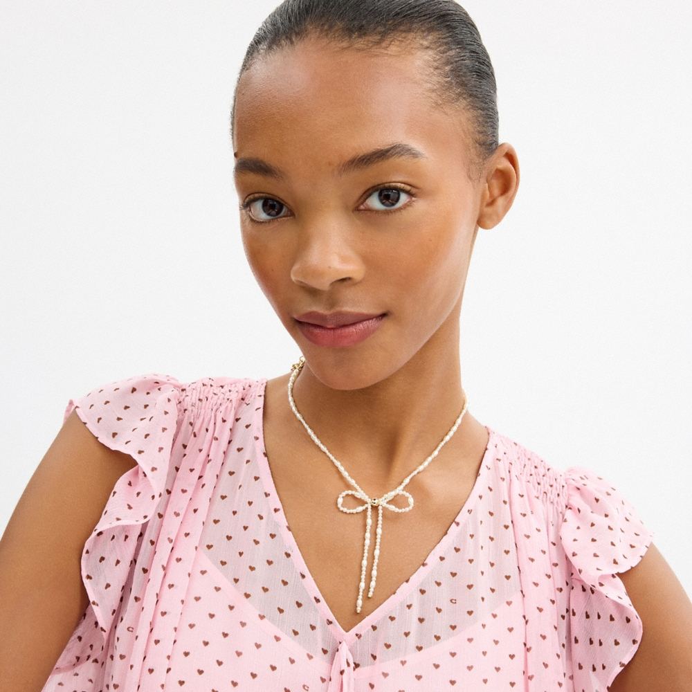 Coach Pearl Bow Choker Necklace - Preorder