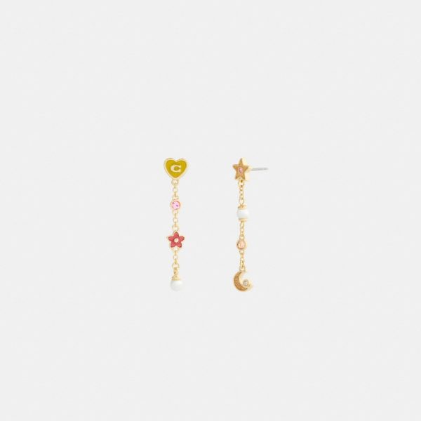 Coach Outlet Celestial Stars And Hearts Linear Earrings - Preorder