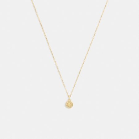 Coach Outlet Signature Pavé Coin Pendant Necklace - Preorder — Brass