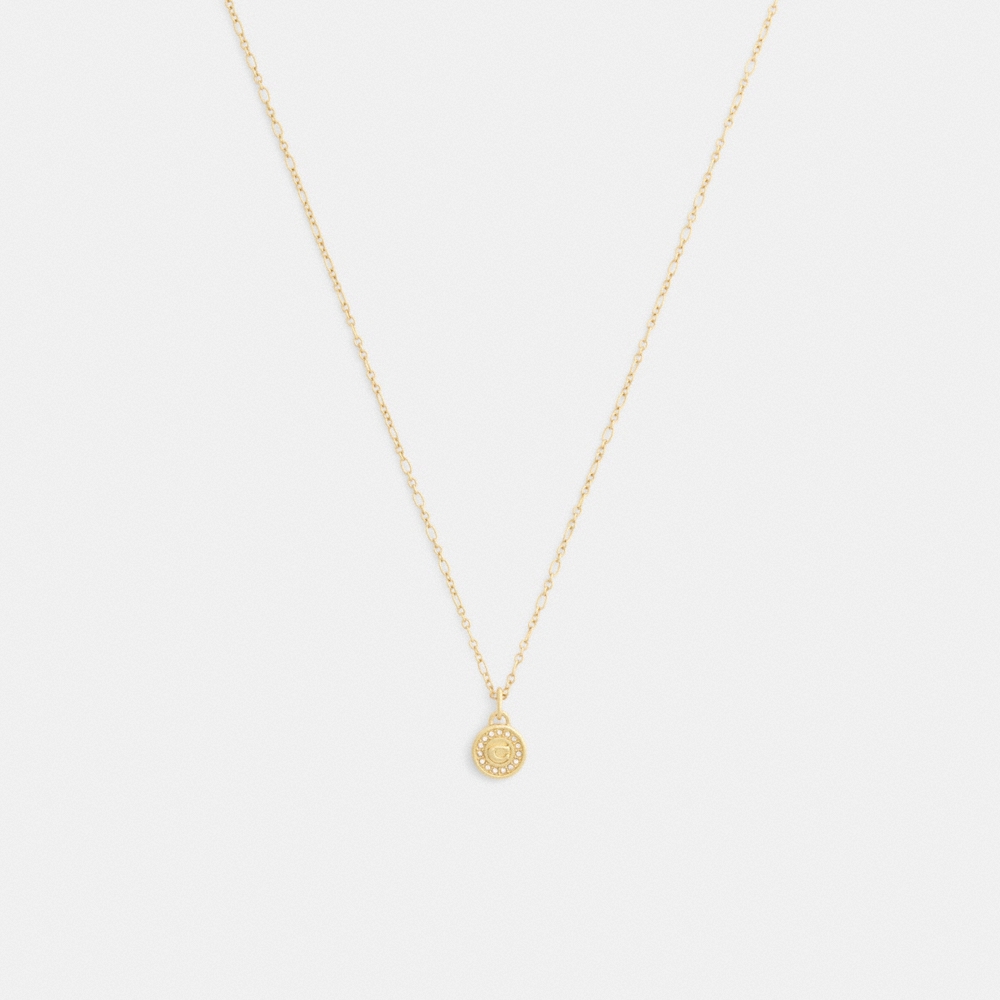 Coach Outlet Signature Pavé Coin Pendant Necklace - Preorder