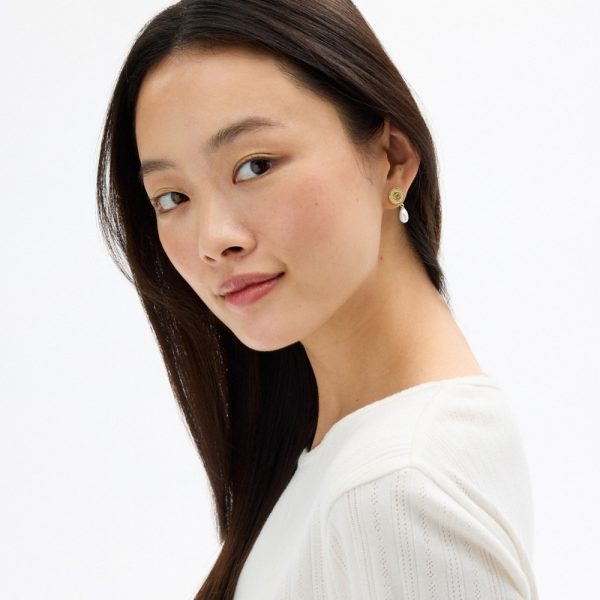 Coach Outlet Signature Pavé Coin Pearl Drop Earrings - Preorder
