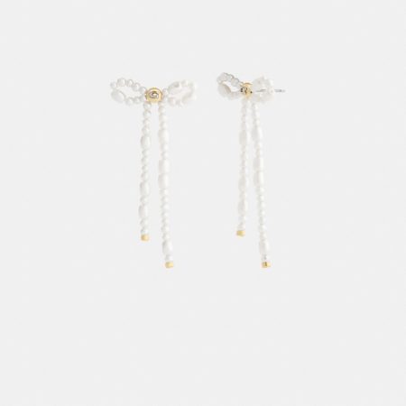 Coach Pearl Bow Earrings - Preorder — Brass/Pearl