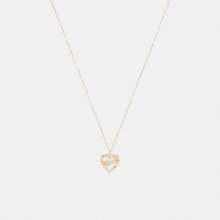 Coach Outlet Coach Script Heart Pendant Necklace - Preorder — Brass/Multi