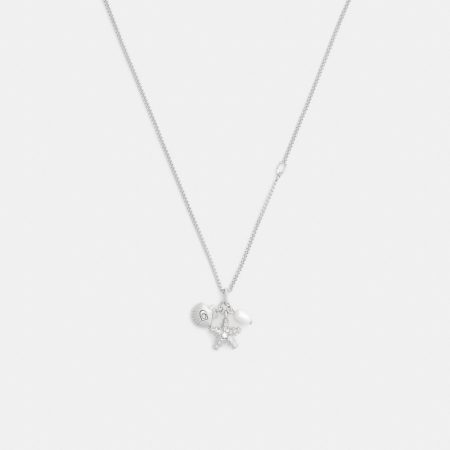 Coach Outlet Pearl And Seashell Pendant Necklace - Preorder — Silver/Pearl