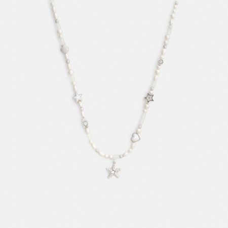 Coach Outlet Pearls And Seashell Necklace - Preorder — Silver/Pearl