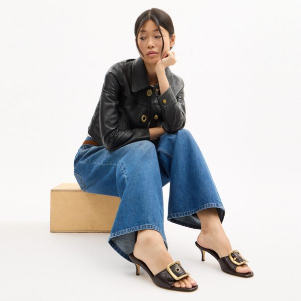 Coach Margot Sandal With Oversized Buckle In Loved Leather - Preorder