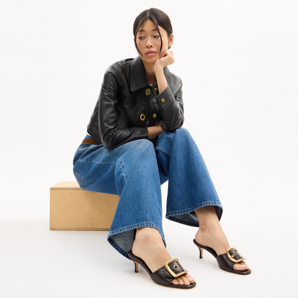 Coach Margot Sandal With Oversized Buckle In Loved Leather - Preorder
