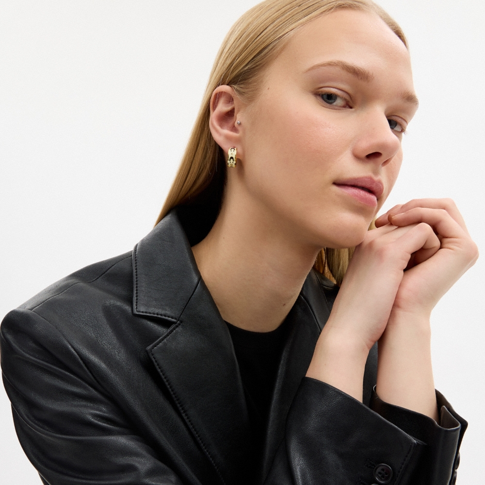 Coach Outlet Repeated C Huggie Earrings - Preorder - Image 2