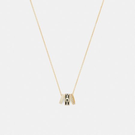 Coach Outlet Repeated C Rondelle Necklace - Preorder — Brass/Black