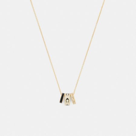 Coach Outlet Repeated C Rondelle Necklace - Preorder — Brass/Chalk