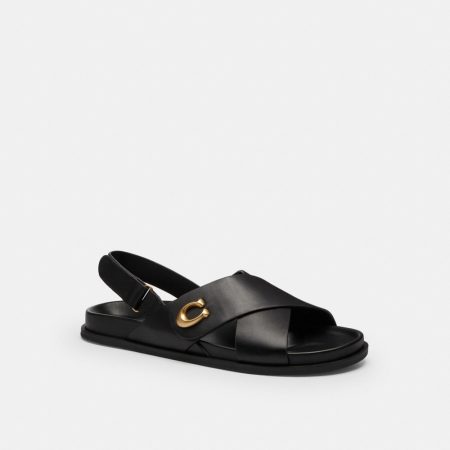 Coach Outlet Sculpted C Criss Cross Sandal - Preorder — Black